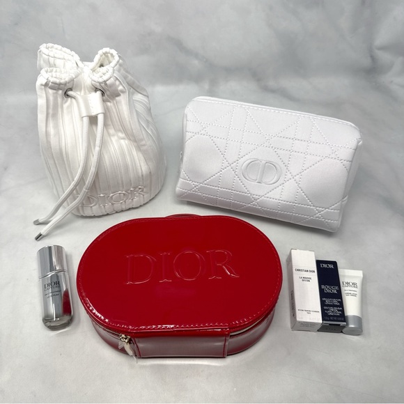NEW Christian Dior 7 Piece Beauty Cosmetic Makeup Bag Travel Bundle Luxury Set - Picture 1 of 16